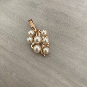 Vintage ROMA Faux Pearl Pendant Enchancer Gold tone